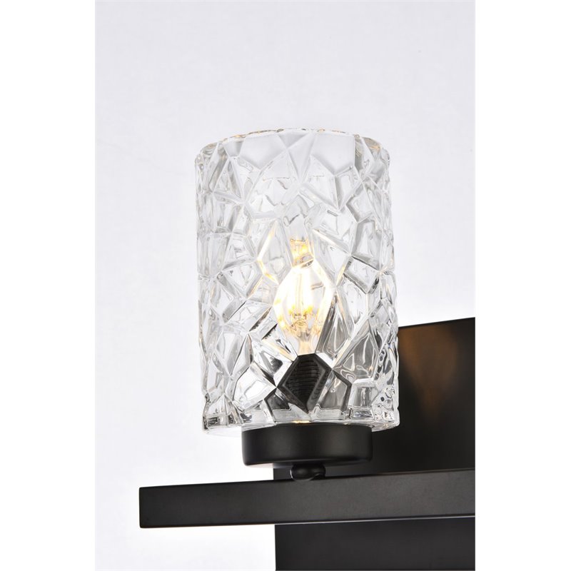 Living District Cassie 1-Light Metal Bath Sconce in Black and Clear