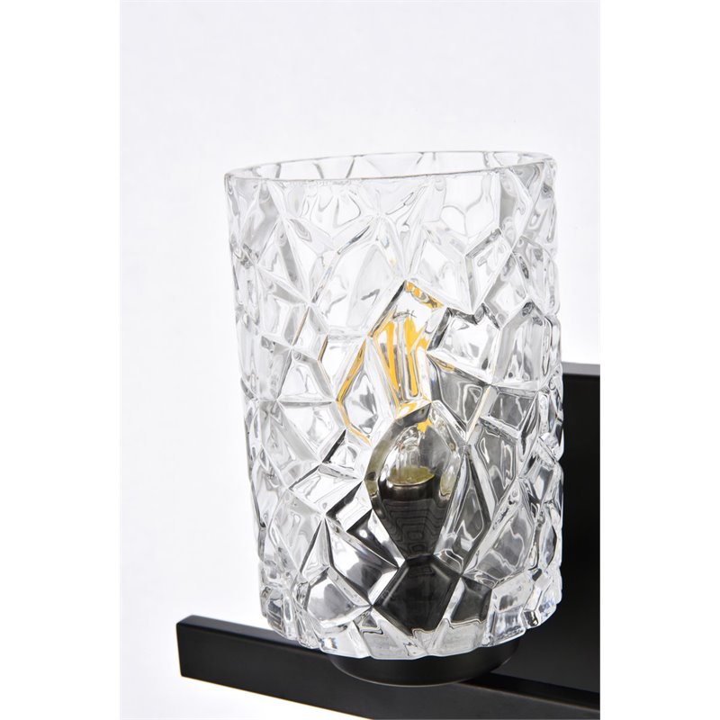 Living District Cassie 1-Light Metal Bath Sconce in Black and Clear