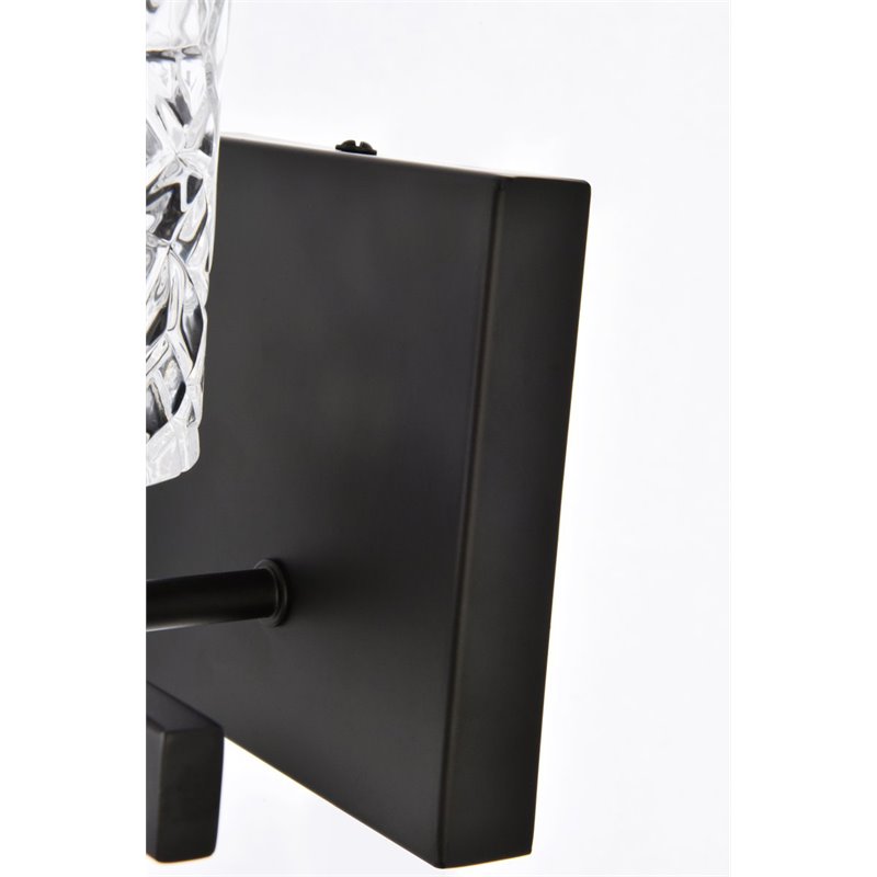 Living District Cassie 1-Light Metal Bath Sconce in Black and Clear