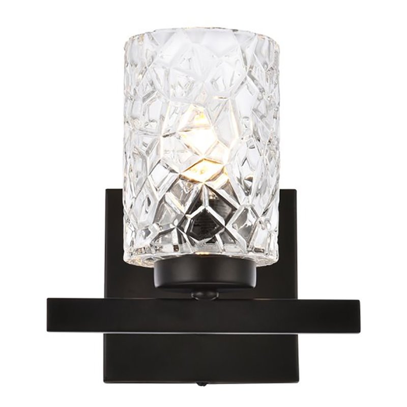 Living District Cassie 1-Light Metal Bath Sconce in Black and Clear