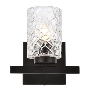 Living District Cassie 1-Light Metal Bath Sconce in Black and Clear