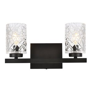 Living District Cassie 2-Light Metal Bath Sconce in Black and Clear