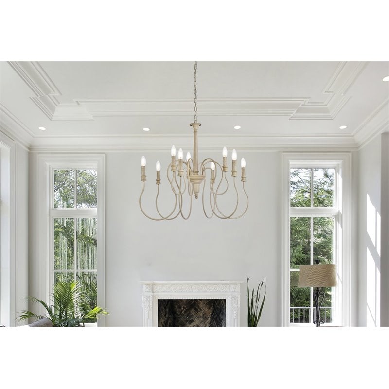 Living District Flynx 9-Light Mid-Century Metal Pendant in Weathered Dove
