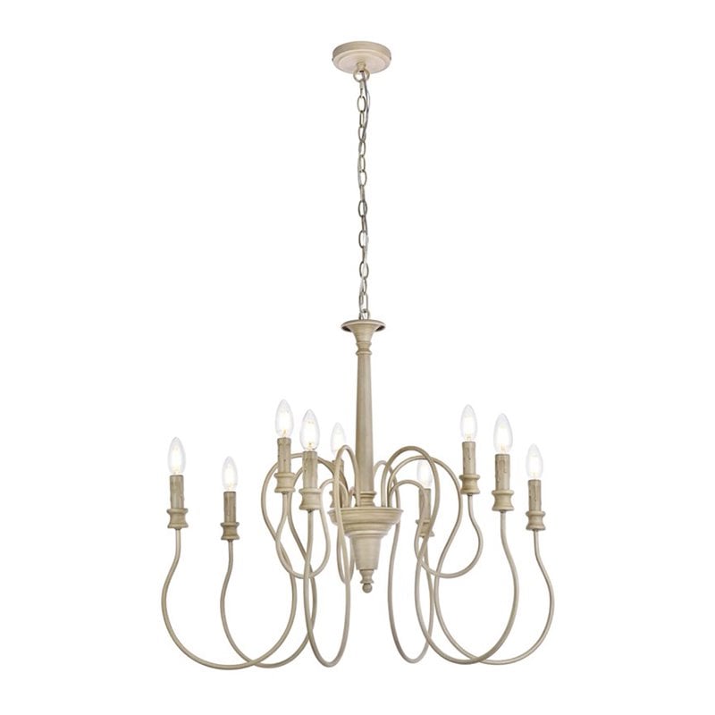 Living District Flynx 9-Light Mid-Century Metal Pendant in Weathered Dove