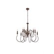 Living District Flynx 9-Light Mid-Century Metal Pendant in Weathered Oak