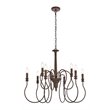 Living District Flynx 9-Light Mid-Century Metal Pendant in Weathered Oak