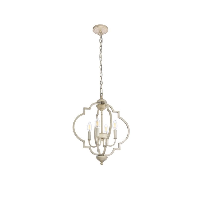 Living District Sandara 4-Light Mid-Century Metal Pendant in Weathered Dove