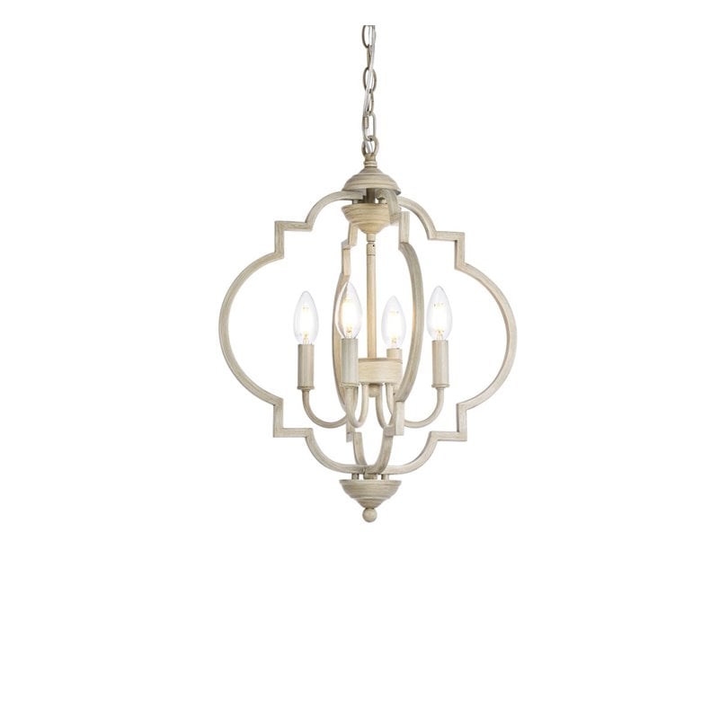Living District Sandara 4-Light Mid-Century Metal Pendant in Weathered Dove