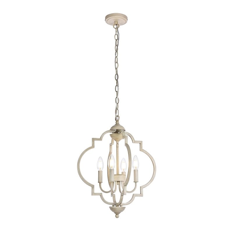Living District Sandara 4-Light Mid-Century Metal Pendant in Weathered Dove