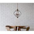 Living District Sandara 4-Light Mid-Century Metal Pendant in Weathered Oak