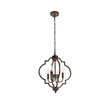 Living District Sandara 4-Light Mid-Century Metal Pendant in Weathered Oak