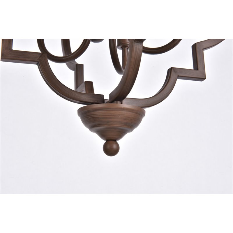 Living District Sandara 4-Light Mid-Century Metal Pendant in Weathered Oak