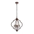 Living District Sandara 4-Light Mid-Century Metal Pendant in Weathered Oak