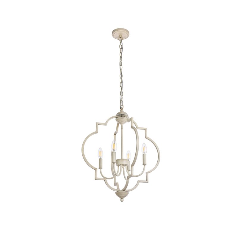 Living District Sandara 4-Light Mid-Century Metal Pendant in Weathered Dove