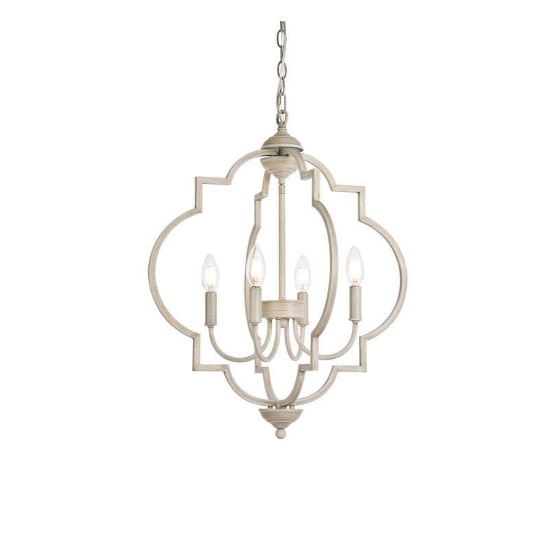 Living District Sandara 4-Light Mid-Century Metal Pendant in Weathered Dove