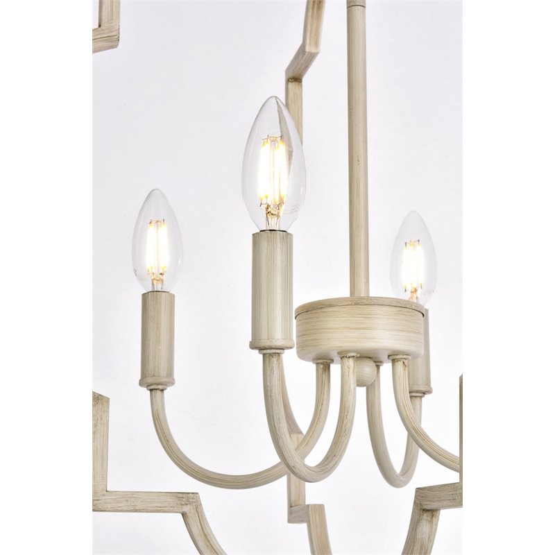 Living District Sandara 4-Light Mid-Century Metal Pendant in Weathered Dove