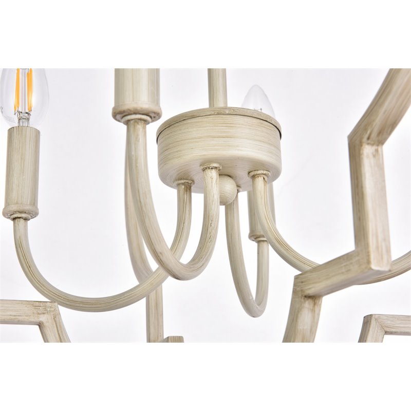 Living District Sandara 4-Light Mid-Century Metal Pendant in Weathered Dove