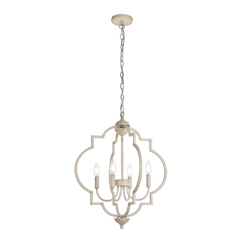 Living District Sandara 4-Light Mid-Century Metal Pendant in Weathered Dove