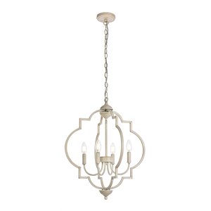 Living District Sandara 4-Light Mid-Century Metal Pendant in Weathered Dove