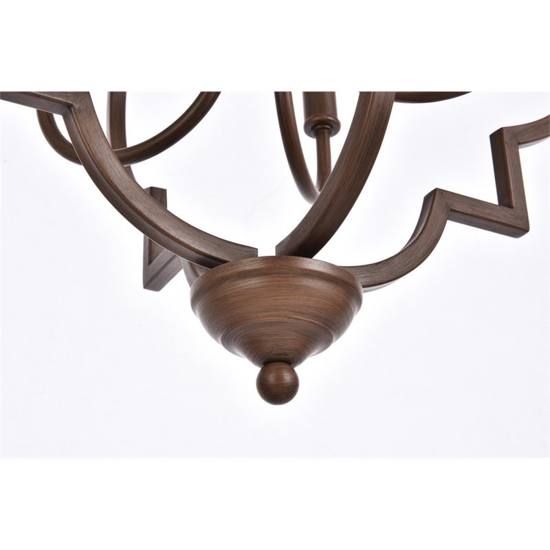 Living District Sandara 4-Light Mid-Century Metal Pendant in Weathered Oak