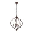 Living District Sandara 4-Light Mid-Century Metal Pendant in Weathered Oak