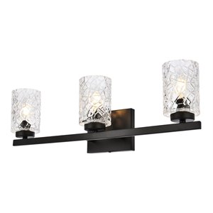 Living District Cassie 3-Light Metal Bath Sconce in Black and Clear