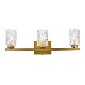 Living District Cassie 3-Light Metal Bath Sconce in Brass and Clear