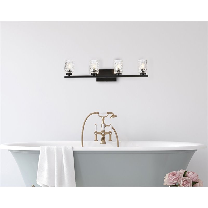 Living District Cassie 4-Light Metal Bath Sconce in Black and Clear