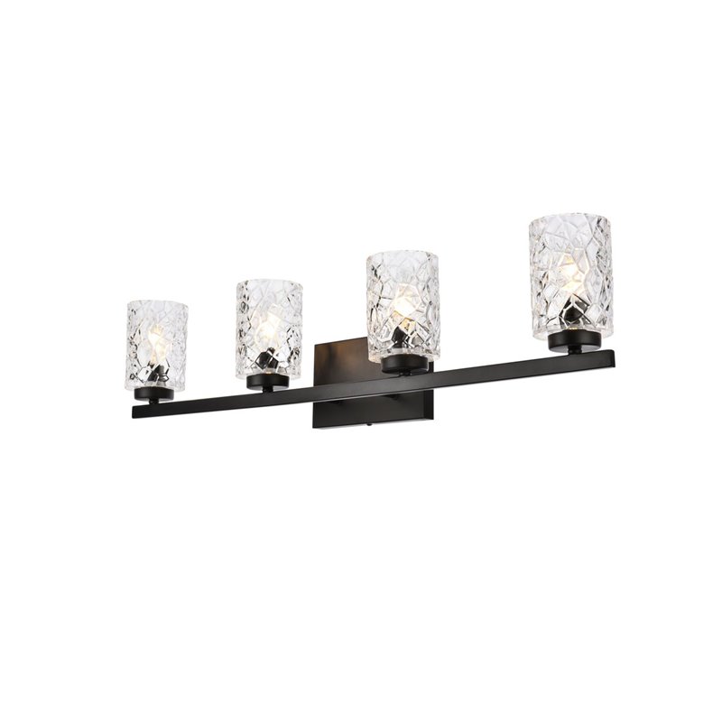 Living District Cassie 4-Light Metal Bath Sconce in Black and Clear
