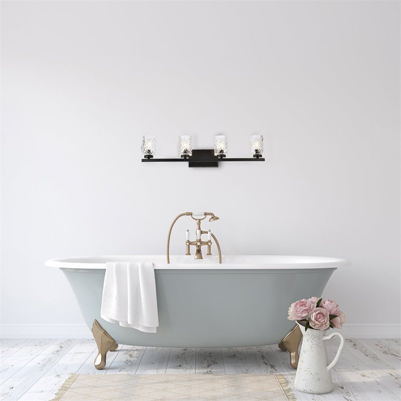 Living District Cassie 4-Light Metal Bath Sconce in Black and Clear