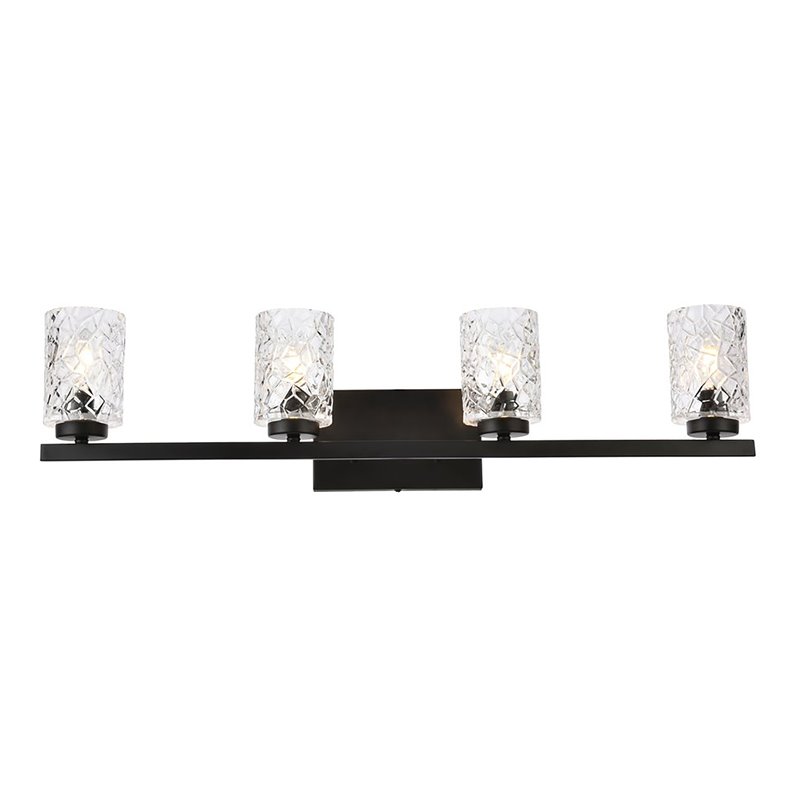 Living District Cassie 4-Light Metal Bath Sconce in Black and Clear