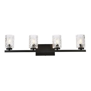 Living District Cassie 4-Light Metal Bath Sconce in Black and Clear