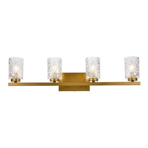 Living District Cassie 4-Light Metal Bath Sconce in Brass and Clear