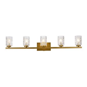 Living District Cassie 5-Light Metal Bath Sconce in Brass and Clear