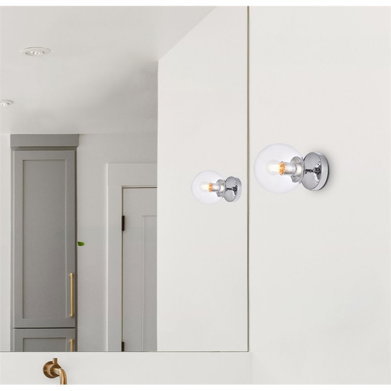 Living District Mimi 1-Light Metal Flush Mount in Chrome and
