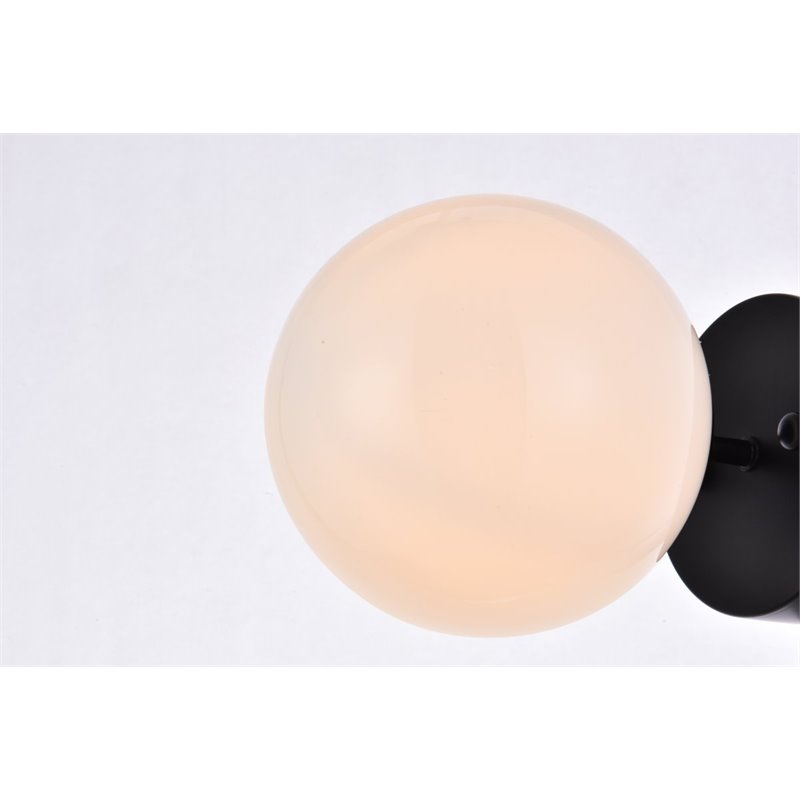 Living District Mimi 1-Light Metal Flush Mount in Black and Frosted White