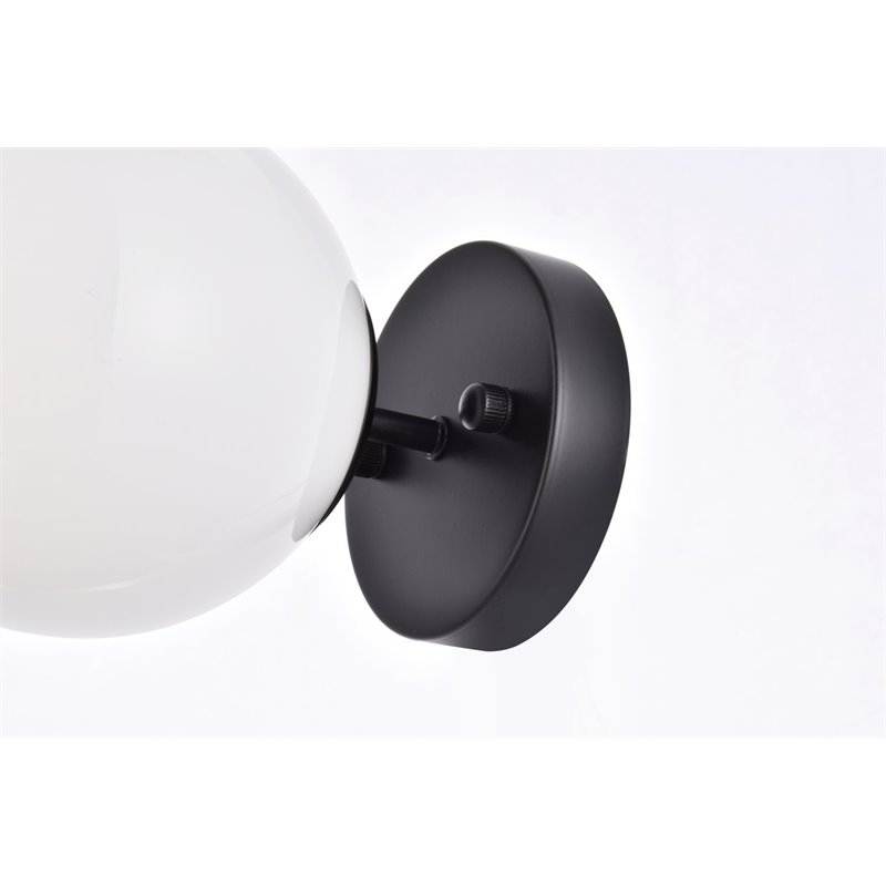 Living District Mimi 1-Light Metal Flush Mount in Black and Frosted White