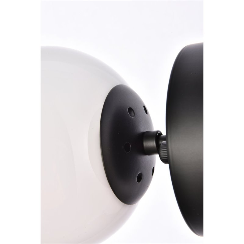 Living District Mimi 1-Light Metal Flush Mount in Black and Frosted White