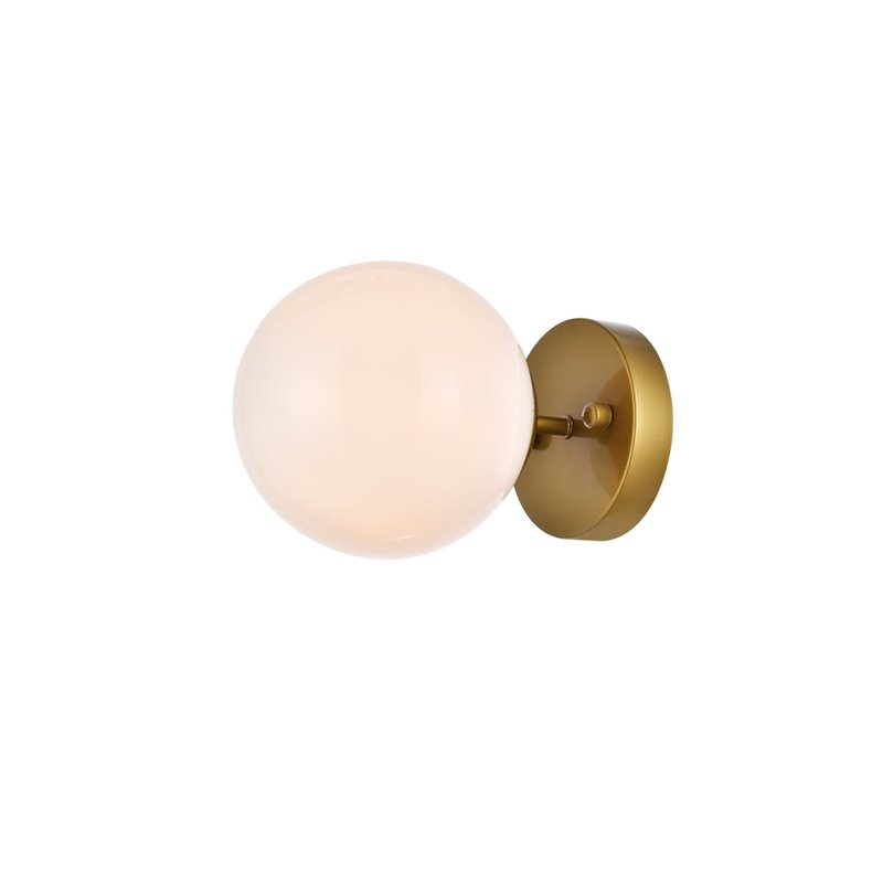 Living District Mimi 1-Light Metal Flush Mount in Brass and Frosted White