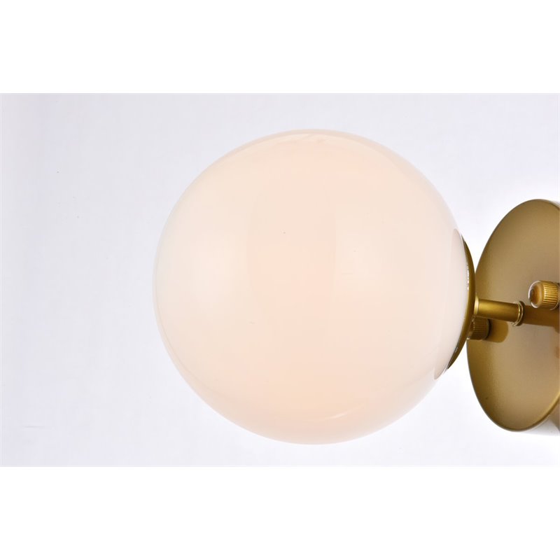 Living District Mimi 1-Light Metal Flush Mount in Brass and Frosted White