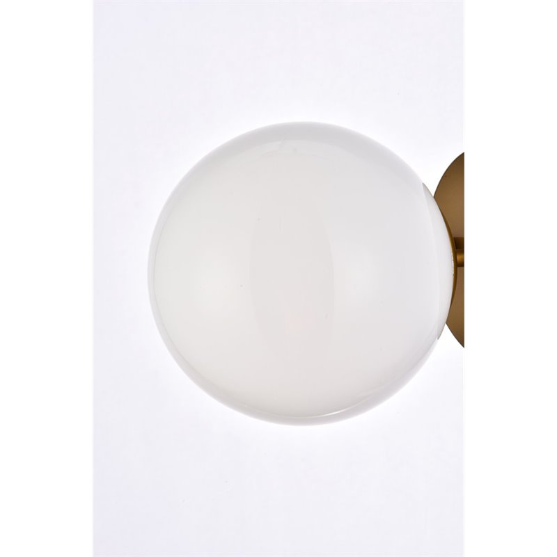 Living District Mimi 1-Light Metal Flush Mount in Brass and Frosted White