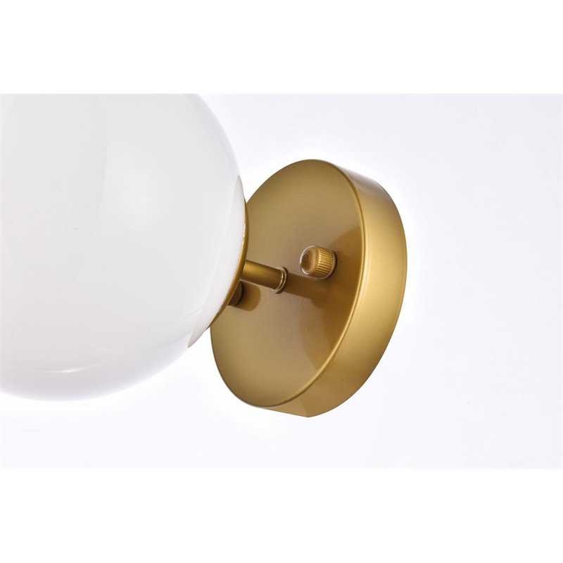 Living District Mimi 1-Light Metal Flush Mount in Brass and Frosted White