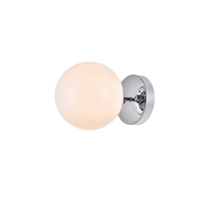 Living District Mimi 1-Light Metal Flush Mount in Chrome and Frosted White