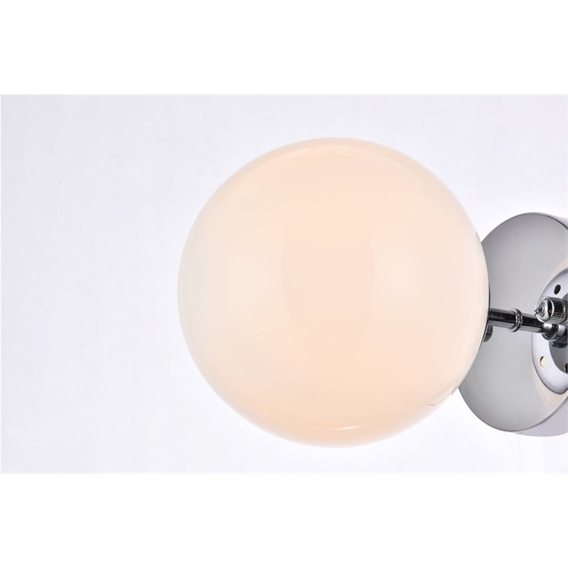 Living District Mimi 1-Light Metal Flush Mount in Chrome and Frosted White