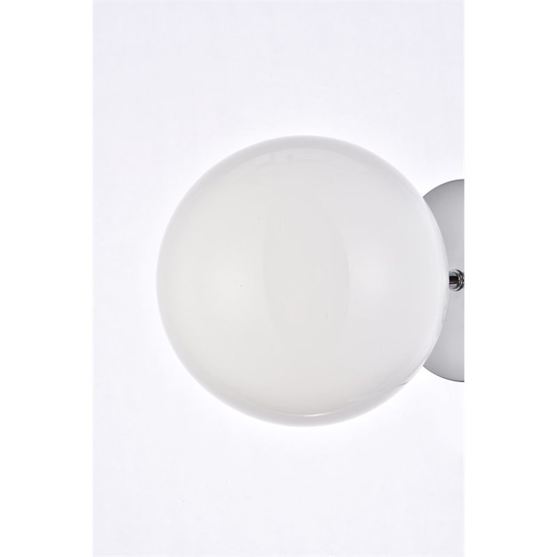 Living District Mimi 1-Light Metal Flush Mount in Chrome and Frosted White