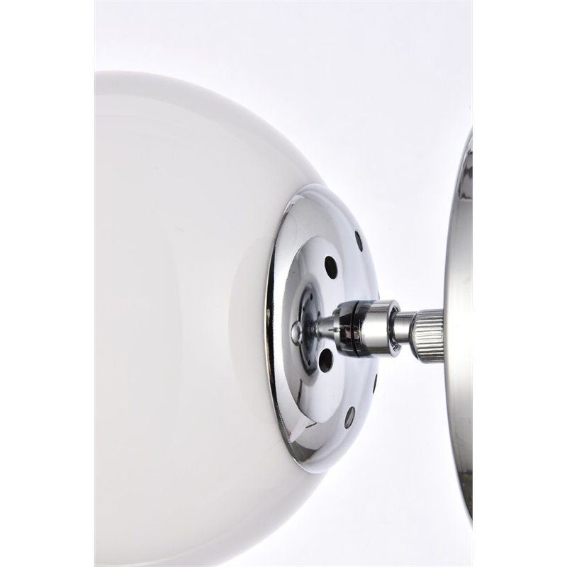 Living District Mimi 1-Light Metal Flush Mount in Chrome and Frosted White
