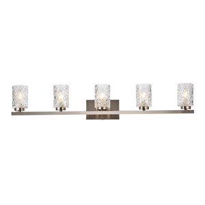 Living District Cassie 5-Light Metal Bath Sconce in Satin Nickel and Clear