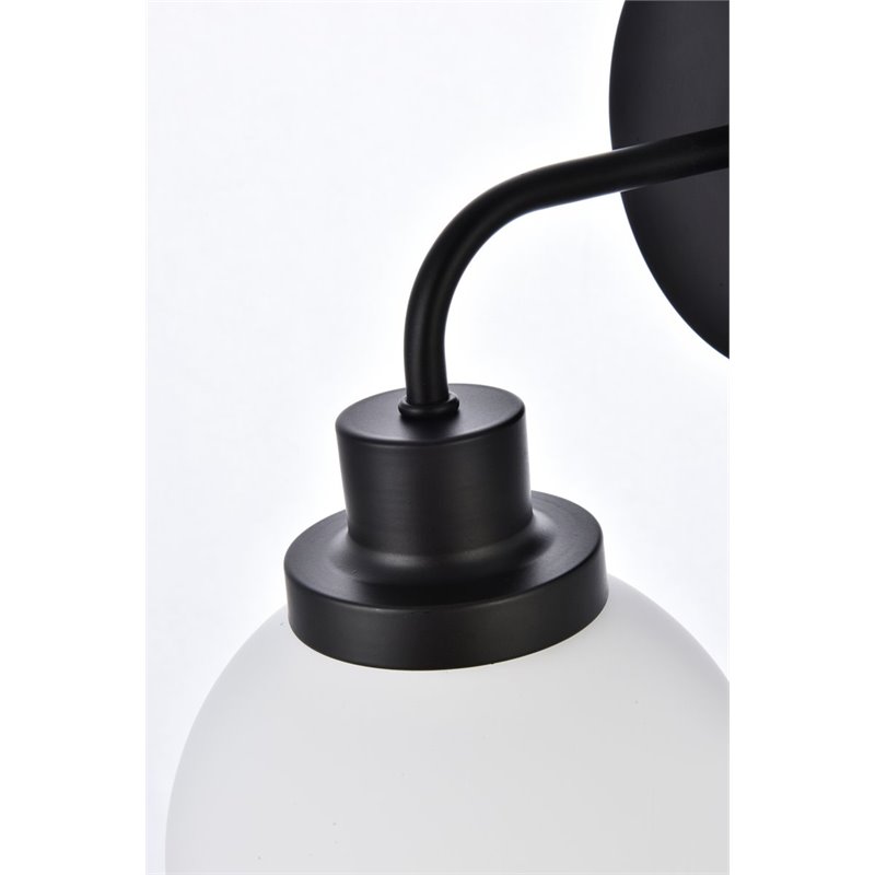 Living District Hanson 1-Light Metal Bath Sconce in Black and Frosted