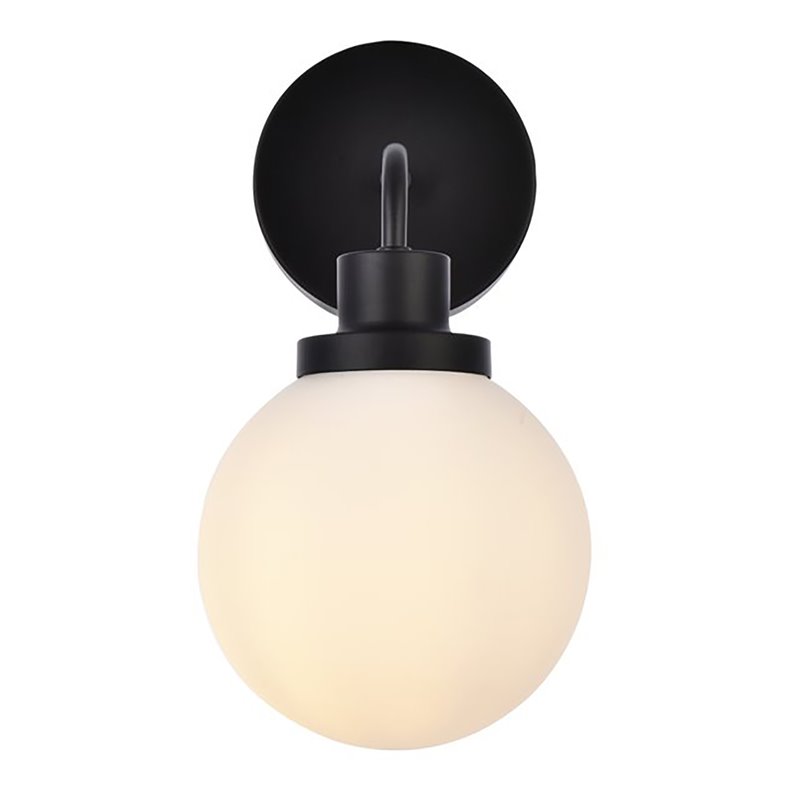 Living District Hanson 1-Light Metal Bath Sconce in Black and Frosted