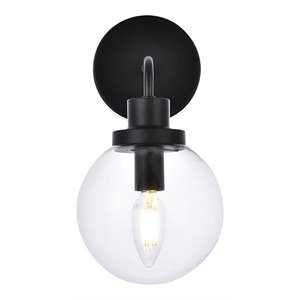 Living District Hanson 1-Light Metal Bath Sconce in Black and Clear